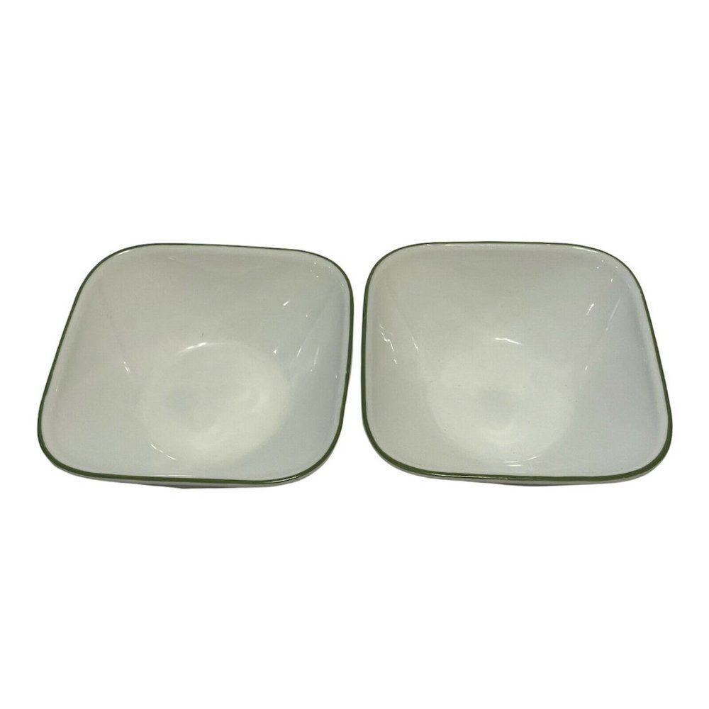 Corning Ware Corelle Vitrelle Pretty Green Square Salad Bowl , Set Of 2
